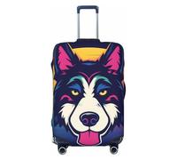 Vector-Style Logo of Husky Head Elastic Travel Luggage Cover Suitcase Protector, Print Suitcase Baggage Cover Anti-Scratch