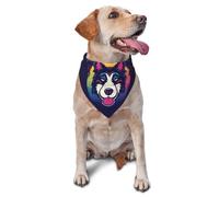 Vector-Style Logo Of Husky Head Printed Graphic Pet Triangle Scarf For Dogs & Cats, Adjustable Cute Pet Bandana For & Photo Shoots