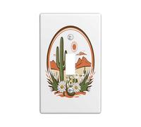 Vector Western Cactus Desert Switch Cover Wall Plate 1 Gang Single Toggle, Southwest Fun Electrical Faceplate for Bedroom Bathroom Decor, Cartoon West Standard Size Switchplate