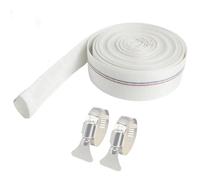 Vectorgolden Lay Flat Water Discharge Hose, 25 mm x 10 m Pool Backwash Hose with 2 Stainless Steel Hose Clip for Draining Pond, Garden Irrigation, Swimming Drain Pools(White)
