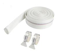 Vectorgolden Lay Flat Water Discharge Hose, 32 mm x 20 m Pool Backwash Hose with 2 Stainless Steel Hose Clip for Draining Pond, Garden Irrigation, Swimming Drain Pools(White)