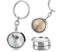VECTWABY Personalised Pet Fur Memorial Keychain Holder for Ashes - Custom Dog Hair, Cat Whisker Keepsake Locket Urn with Name & Photo - Pet Loss Sympathy Jewelry Keyring Gift Remembrance Gifts