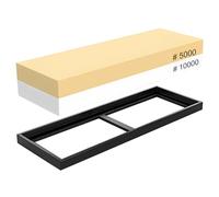 VECU Whetstone 5000/10000 Grit Sharpening Stone, 2 Side Polishing Kit Professional Waterstone Sharpener for Kitchen Cutlery and Outdoor Blades Polishing Tools, Waterstone Rubber Stone Holder Included