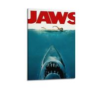 VECUESY Jaws 1975Classic Movie Poster Canvas Oil Painting Wall Art Canvas Art Living Room Home Decoration12x18inch(30x45cm) Frame-style-17