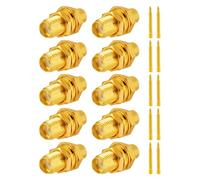 Vecys 10 PCS RP-SMA Connectors RP-SMA Female Bulkhead with Male Pin Solder Connector for RG402 .141" Semi-Rigid RF Coax Cable