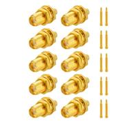 Vecys 10 PCS RP-SMA Connectors RP-SMA Female Bulkhead with Male Pin Solder Connector for RG405 .086" Semi-Rigid RF Coax Cable
