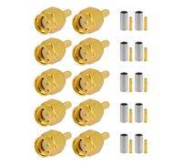 Vecys 10 PCS RP SMA Connectors RP SMA Male Crimp Connector for RG316 RG174 RF Coax Cable