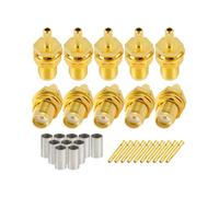 Vecys 10 PCS SMA Connectors SMA Female Bulkhead Crimp Connector for RG316 RG174 RF Coax Cable