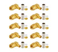 Vecys 10 PCS SMA Connectors SMA Male Right Angle Crimp Connector for RG58 RG142 RG400 VLMR195 RF Coax Cable