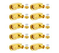 Vecys 10 PCS SMA Connectors SMA Male Right Angle Solder Connector for RG402 .141" Semi-Rigid RF Coax Cable
