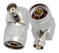 Vecys 2PCS BNC Female to N Male Right Angle Adapter 50 Ohm N to BNC 90 Degree RF Coaxial Adapter for Antenna Coaxial Cable