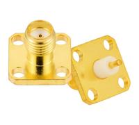Vecys 2PCS SMA Female 4 Holes Flange Panel Mount Adapter 50 Ohm SMA Female 4 Holes Flange Chassis Mount Solder Connector for Antenna Radio Coaxial Cable