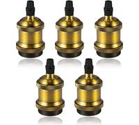 Vecys 5 PCS E27 Vintage Bronze Lamp Socket Adapter Edison Retro Lamp Holder Adapter for Vintage Light Bulbs Pendant Lamp（Vintage Brass）