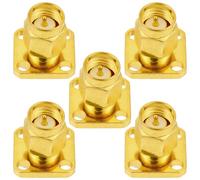 Vecys 5PCS SMA Male 4 Holes Flange Panel Mount Adapter 50 Ohm SMA Male 4 Holes Flange Chassis Mount Solder Connector for Antenna Radio Coaxial Cable