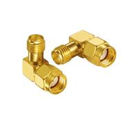 Vecys Antenna Adapter RP-SMA Male to Female Adapter Right Angle 90-Degree RF Coaxial Coax Adapter for Wifi Antenne Wireless WLAN Network 2 PCS