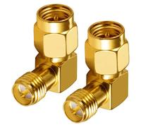 Vecys Antenna Adapter SMA Male to RP-SMA Female(with pin) Adapter Right Angle 90-Degree RF Coaxial Coax Adapter for 2G 3G 4G Wifi Wireless WLAN 2 PCS