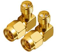 Vecys Antenna Adapter SMA Male to RP-SMA Female(with pin) Right Angle 90-Degree RF Coaxial Coax Adapter for 2G 3G 4G Wifi Wireless WLAN 2 PCS