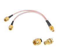 Vecys RP-SMA Splitter Cable RP-SMA Female to SMA Dual Male Connector RF Coaxial Cable 3 Way Splitter Y-Type RG316 15CM/6In for DAB Car Radios Stereo FM AM Head Units Audio Video Signal