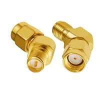 Vecys Wifi Adapter RP-SMA Male to Female Adapter Angle Right 135° RF Adapter for Coax Cable PCI Card Wifi Antenne Router Wireless WLAN Network 3G 4G (2 pcs)