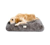 Ved Calming Dog Bed Medium - Fluffy Anti-Anxiety Pet Mattress for Crate, Washable Plush Dog Cushion with Non-Slip Bottom, Grey, 75x50x7 cm
