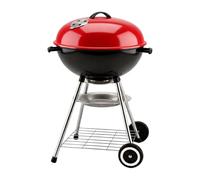 Ved Compact Essential Kettle Charcoal Barbecue, 43 cm BBQ Outdoor Grill with Wheels, Cover & Stand, Adjustable Vent, Charcoal Outdoor Cooker for Grilling, Camping, Beach Trips