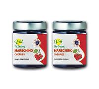Ved Gourmet Original Red Maraschino Cherries - Italian Cherry for Old-Fashioned Cocktails - Vegan Cocktail, Bourbon Cherries in Natural Syrup for Cocktail Garnish, (600 G (Pack of 2))