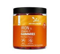 VED Iron Gummies - 12.5 mg per Serving, with Vitamin C, 120 Gummies, Natural Peach Flavour, Vegan & Gluten-Free, 2 Months Supply