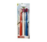 VED ProCura Ultra Soft Toothbrush - Gentle Manual Toothbrush for Adults with 5,460 Super Soft Bristles for Sensitive Teeth and Gums, (RED+White+Blue)