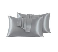 VED Satin Pillow Cases 2 Pack, Silky Pillowcases for hair and skin with Envelope Closure, Standard Size, 50x91 cm (SILVER GREY)