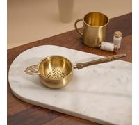 Veda Essentials. Handcrafted Brass and Wood Tea Strainer - Elegant and Functional Kitchen Accessory