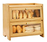 VEDALIO Bread Box For Kitchen Countertop, Corner Breadbox, Bread Boxes for Kitchen Counter Organizer Decor Storage, Wooden Storage Box Breadbox, Housewarming Birthday Wedding Christmas Gift