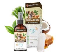 Veddelholzer 150 ml Probiotic Dental Spray Set for Dogs & Cats with Finger Toothbrush & Enzyme Complex Dental Care Tartar Remover Effective Against Bad Breath Natural Dental Care as a Spray