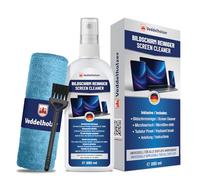 Veddelholzer 250 ml Screen Cleaner Set - Display cleaner with microfibre cloth & keyboard brush - For laptops, monitors, TVs, smartphones, car displays - Streak-free cleaning for all screens