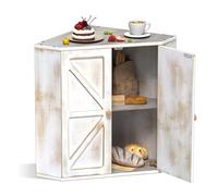 VEDECASA Bamboo Bread Bin Corner 2 Tier Bread Container for Kitchen Bamboo Corner Bread Box Large Bread Storage Container for Kitchen Counter 43 x 28.2 x 42 cm Old Fashioned White