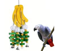 Vedem Large Bird Parrot Toys for Cockatoos African Grey Macaws and Amazon Parrots Bird Cage Accessories (Banana)
