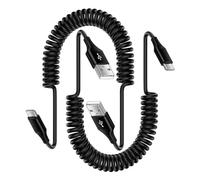 Vedfoad USB C Cable Spiral Short, 2 Pieces 0.9 m A to Fast Charging Cable, Type Android Car Samsung Galaxy S23 S22 S21 S20 S10 A13 A14 A22 A32 A34 A53 A54, Huawei, Xiaomi,