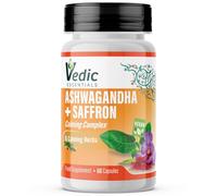 Vedic Ashwagandha-Saffron Calming Complex | 6 Calming Herbs Blend- Ashwagandha Boosted with Saffron, Chamomile, Hops, Inositol & Schisandra Berry | High Strength 2290mg | Premium, Vegan, 60 Capsules