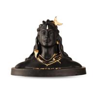 Vedic Charya Lord Adiyogi Shiva Statue 5 Inch Resin Handmade - Dhyana Mudra Mahadev Idol Car Dashboard, Home & Office Desk, Shivratri Pooja Decorative Murti Black