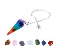 Vediknectar® Crystal Pendulum Seven Chakra Healing Stone Feng Shui Dowsing Pendulum Chakra Balancing Hand Carved Tumble Stone Crystal Points Lucky Charms Spiritual Pendulum Necklace Religious Gifts