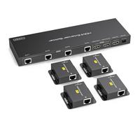 VEDINDUST HDMI Extender Splitter 1 in 6 out over Cat6/7 HDMI over Ethernet Up to 50M 165ft with 2 Loop Outputs Supports EDID Management 1080P60Hz POC