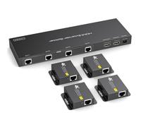 VEDINDUST HDMI Splitter Extender 4k30Hz 1 In 5 Out 50m 165ft Via Cat5e / 6/7 HDMI Over Ethernet Transmitter Receiver Supports Setup EDID (1 Loop Out Included)