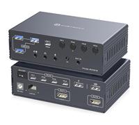 VEDINDUST USB C KVM Switch Docking Station 2 Monitors 4 Computers 4K120Hz Mac Thunderbolt Docking Station Dual Monitor Dock Support Extended/Mirrored for Mac and Windows