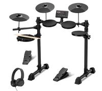 Vediya Electric Drum Set for Beginners, All in One, Quiet Mesh Snare Pad Electronic Drum Kit, Silent Drum Pads, 3 Cymbals, 2 Pedals, Throne, Headphones, Sticks (BVMT10S-150 Sounds 15 Drum Kits)