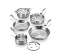 VEDNHOL Titanium Pans set, 8 Pcs Pure Titanium Hammered Pro with Lids, Non Stick Skillet for Cooking, Non-Toxic, PFAS/PFOA/PTFE Free Cookware, Dishwasher&Oven Safe, Kitchen Induction Compatible