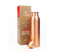 VedVision Copper Water Bottle - 32 Oz Copper Bottle Hammered Design | Pure Copper Ayurvedic Bottle for Drinking | Leak-Proof, Travel-Friendly, Wide Mouth
