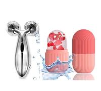 VEDZMe-Ice Roller and 3D Massager Roller Set Facial Combo For Face Skin Eye Body Ice Cube Roller Anti-Aging facial brightning Manual Massagar Women Men Reusable (Ice Roller and 3D Roller)