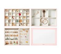 VEE&CO. jewelry organizer Multifunctional Large Capacity jewelry box,for Storing Necklaces Rings Bracelets Earrings,Ideal jewelry organizers and storage for Women,3 Layers with Lid Pink