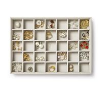 VEE&CO. jewelry organizer stackable jewelry tray,Drawer Display jewelry box,for Necklace Rings Bracele earring organizer,women jewelry organizers and storage,35 Grid Grey