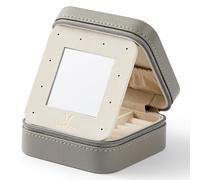 Vee Kleine Reise-Schmucketui, Mini-Schmuck-Organizer mit Spiegel, tragbare Display-Aufbewahrung, Schmuckschatulle für Ohrringe, Ringe, Armband, bestes Geschenk für Frauen und Mädchen (grau)