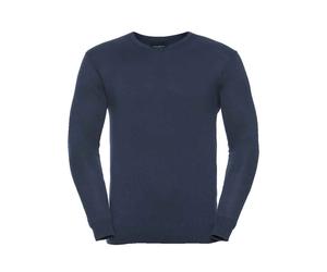 Vee Neck Cotton Blend Jumper GREY BLACK BLUE Russell Collection V-Neck Jumper